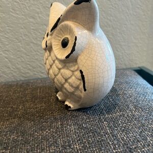 Ceramic Owl Figurine - White and Black